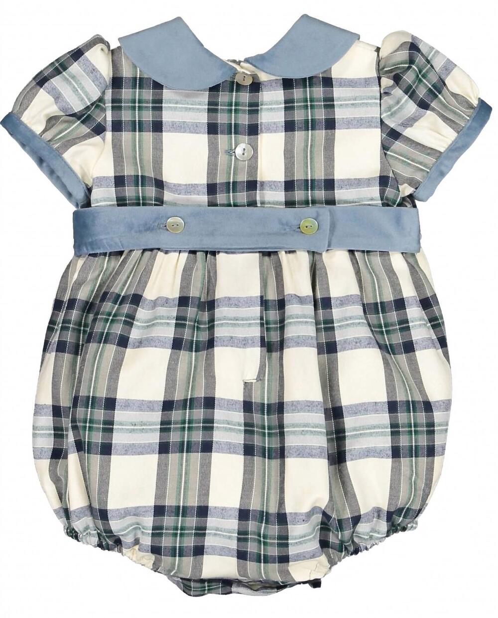 NEW SAL & PIMENTA kid's tartan plaid bubble in slate blue
